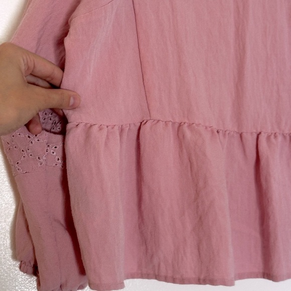 Z Supply Celeste Mauve Eyelet Blouse Cottagecore Coastal Bohemian - Picture 7 of 9
